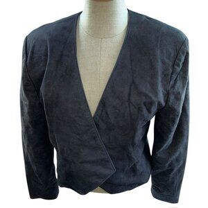 Vintage charcoal leather suede seamless cropped jacket L no tags